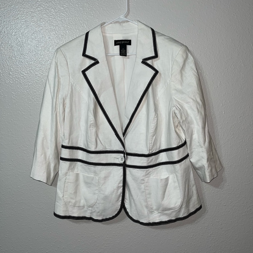 Lane Bryant Linen Blend White Blazer Jacket Size 20: W00069